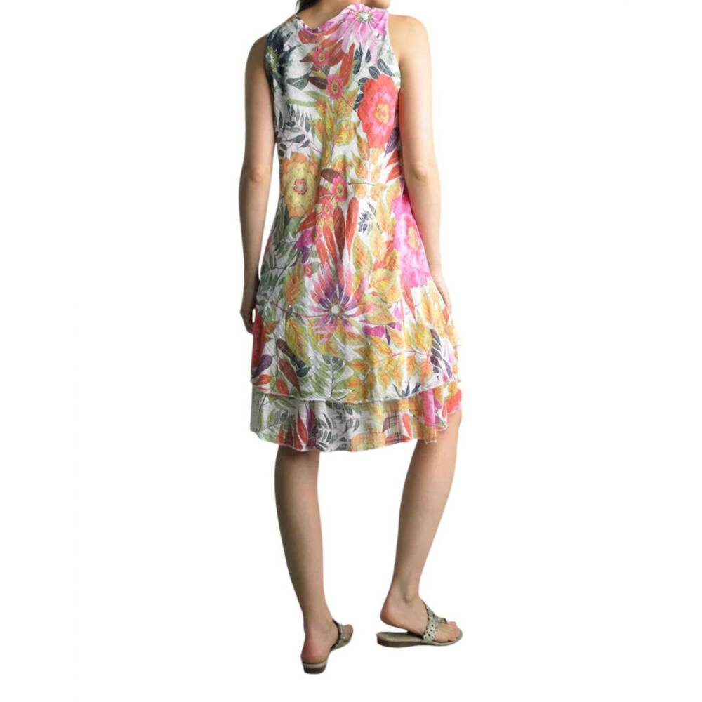 NEW TEMPO PARIS botanical gardens tiered dress in yellow multi - Picture 2 of 2